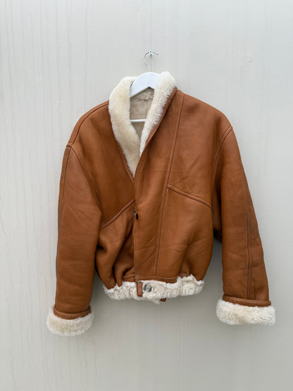 Vintage cropped lammy coat cognac beige