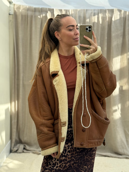 Vintage shearling lammy coat unisex maat 52 XL