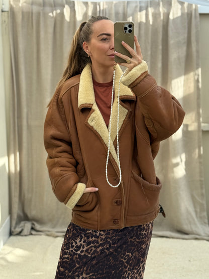 Vintage shearling lammy coat unisex maat 52 XL