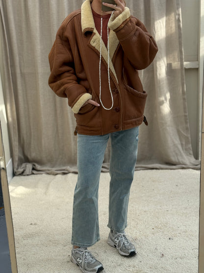 Vintage shearling lammy coat unisex maat 52 XL