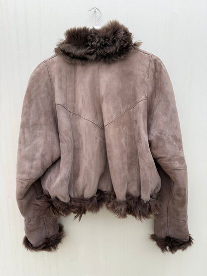 Vintage cropped lammy reversible maat M-XL taupe
