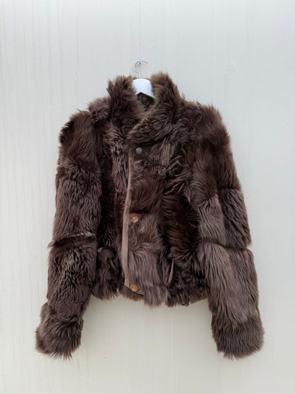 Vintage cropped lammy reversible maat M-XL taupe