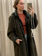 Vintage lammy coat shearling groen lange jas maxi coat capuchon