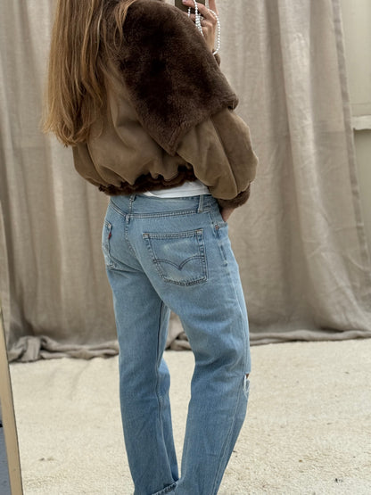 Vintage cropped lammy coat maat taupe