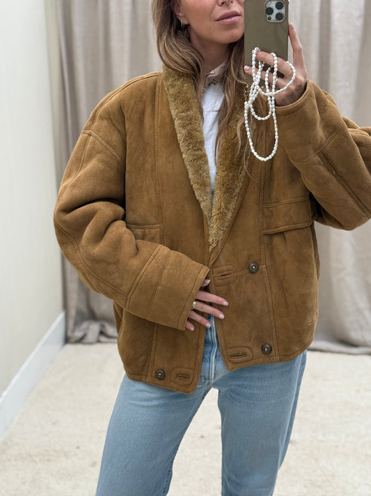 Vintage shearling lammy coat Camel 54/XL