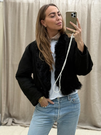 Vintage cropped lammy coat reversible maat S-L