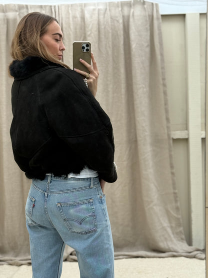 Vintage cropped lammy coat reversible maat S-L