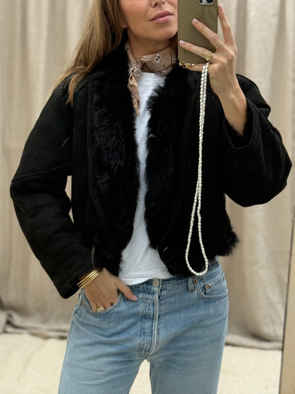 Vintage cropped lammy coat reversible maat S-L