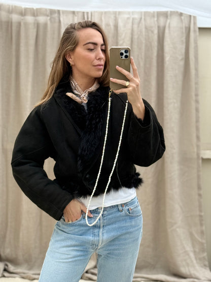 Vintage cropped lammy coat reversible maat S-L