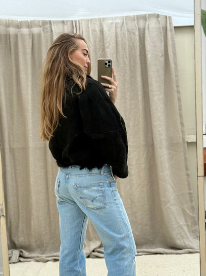Vintage cropped lammy coat reversible maat S-L