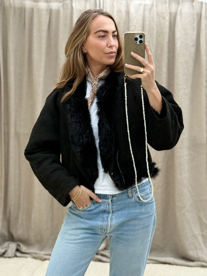 Vintage cropped lammy coat reversible maat S-L