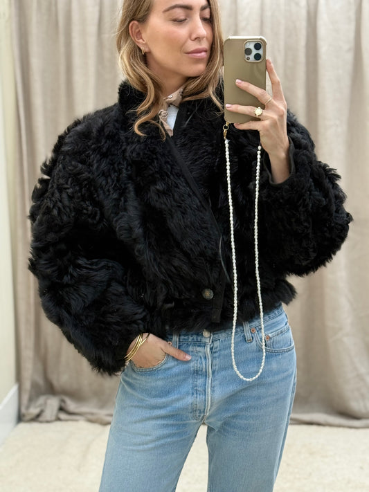 Vintage cropped lammy coat reversible maat S-L