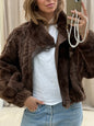 Vintage cropped lammy coat donkerbruin reversible