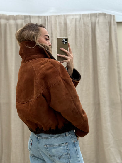 Vintage cropped lammy coat reversible bruin/terra