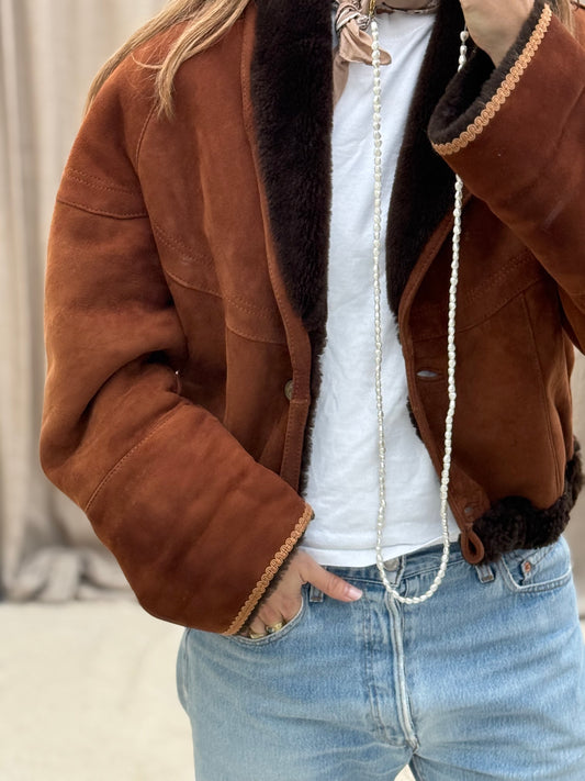 Vintage cropped lammy coat reversible bruin/terra