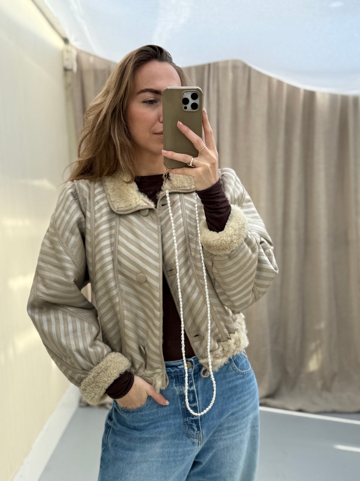 Re-made vintage lammy coat reversible shearling maat xs-m
