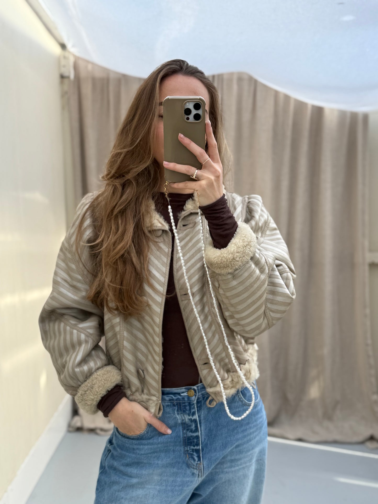 Re-made vintage lammy coat reversible shearling maat xs-m