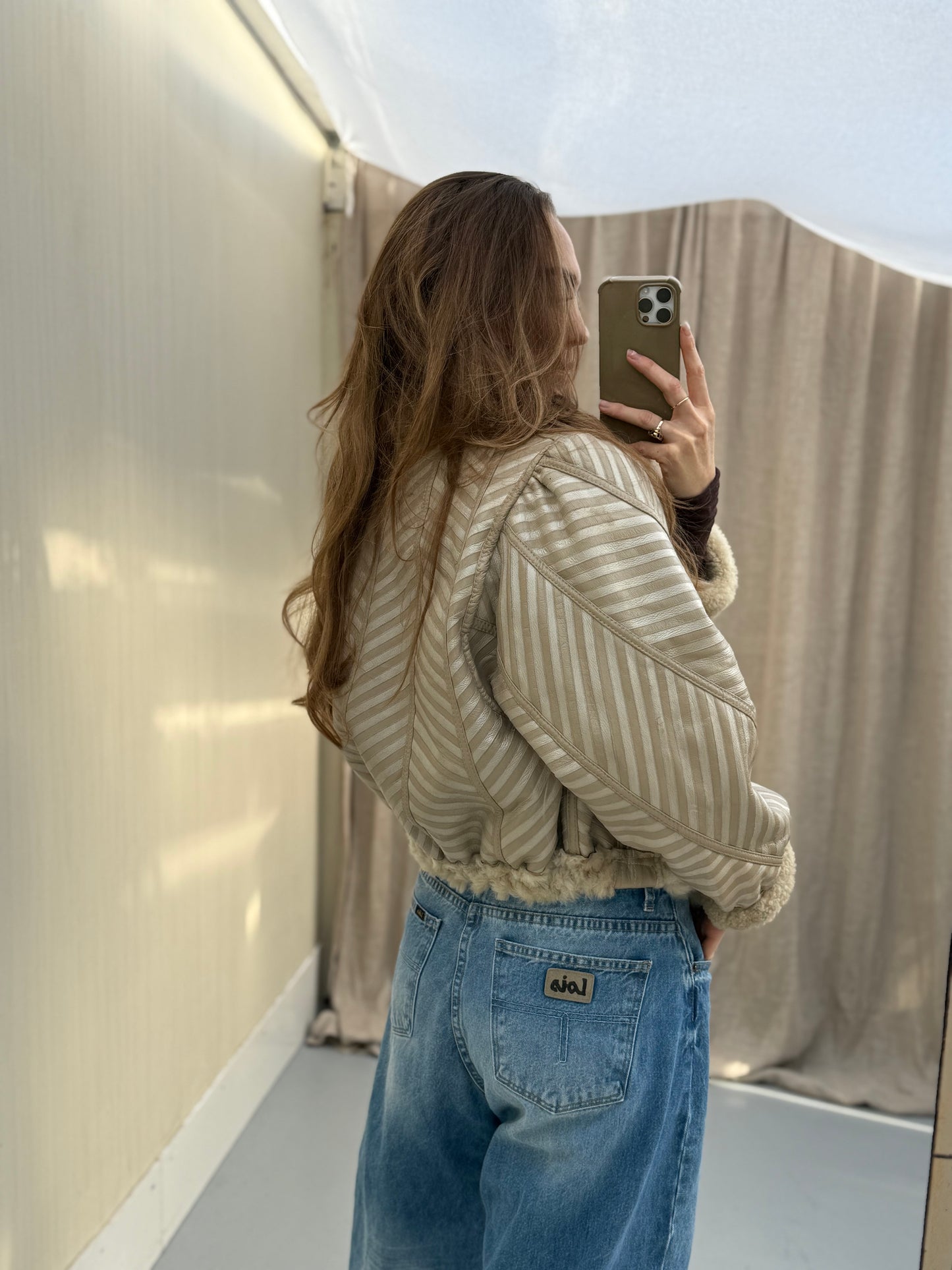 Re-made vintage lammy coat reversible shearling maat xs-m