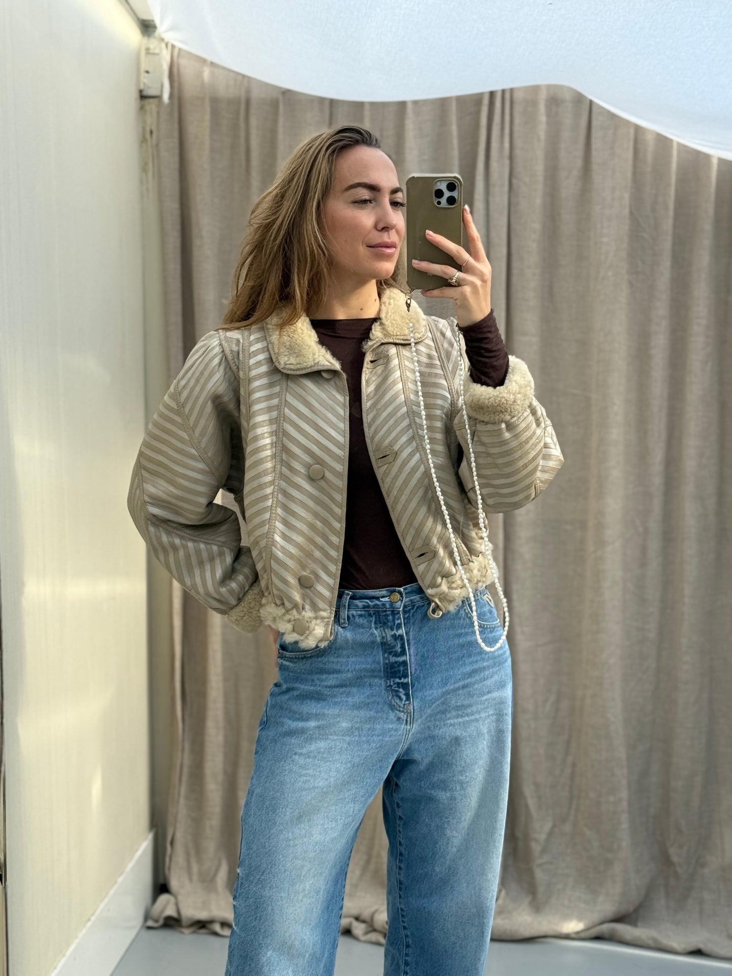 Re-made vintage lammy coat reversible shearling maat xs-m