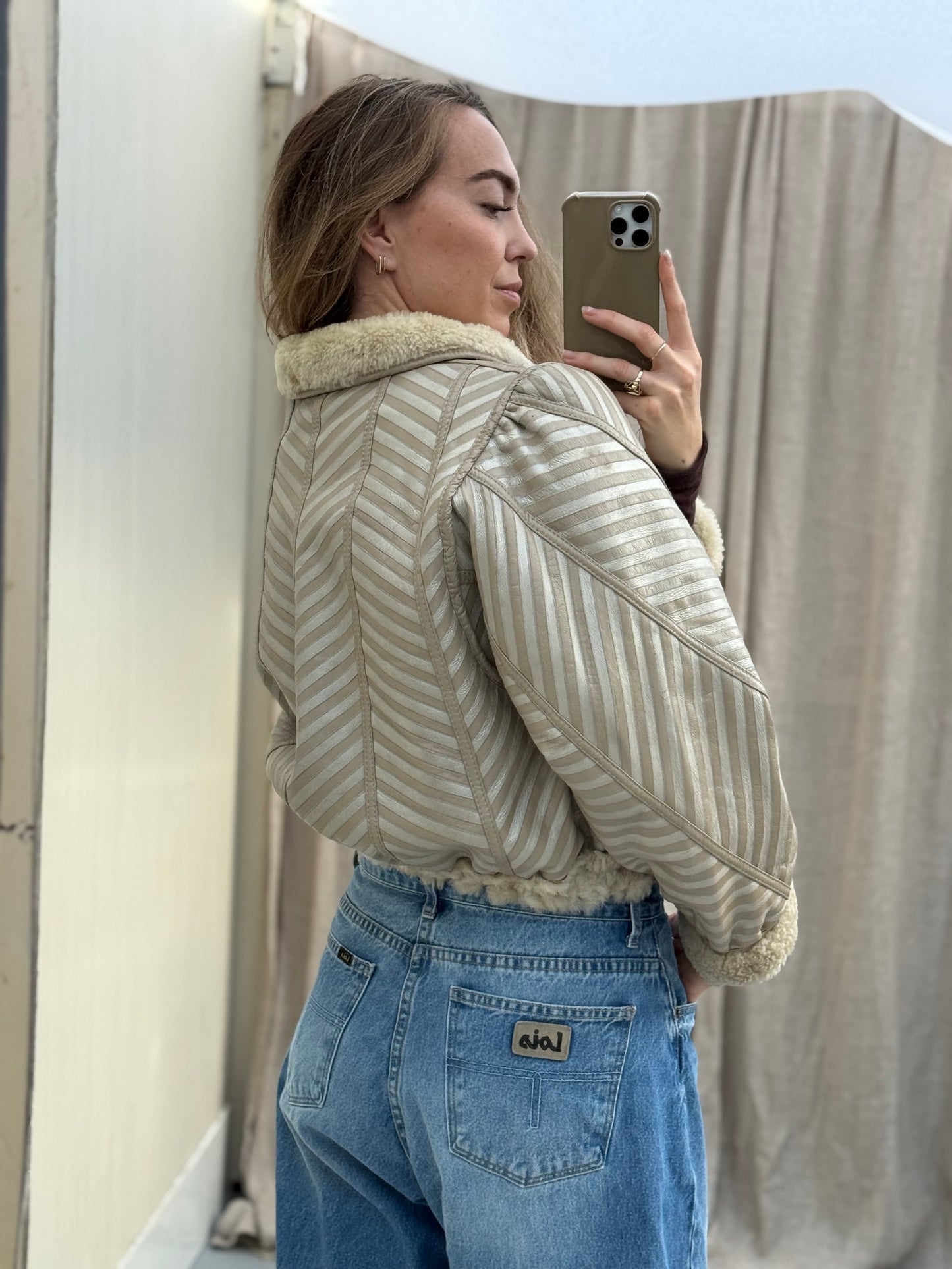 Re-made vintage lammy coat reversible shearling maat xs-m