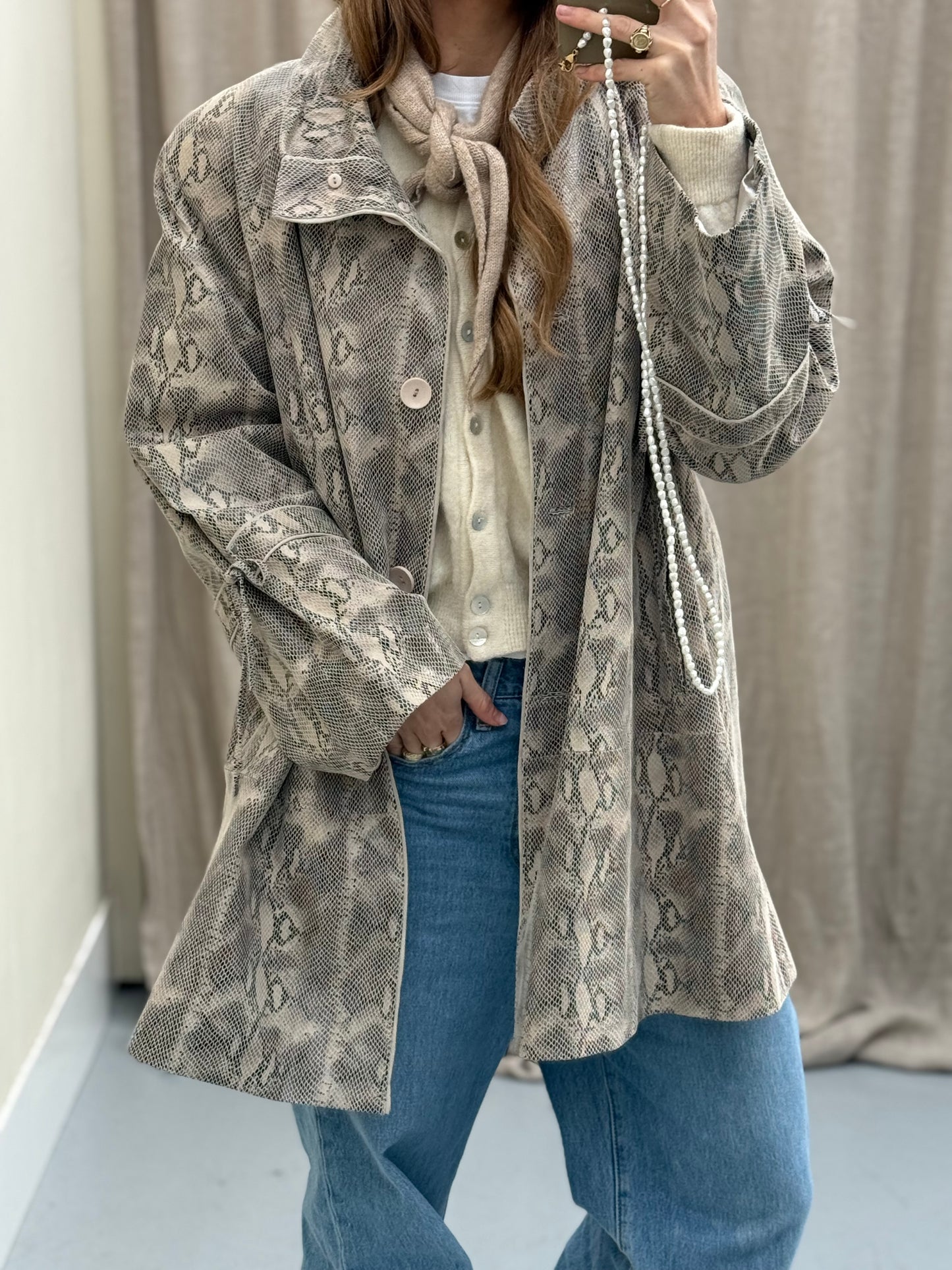 Rino & Pelle slangenprint leren jas vintage pre-loved MAAT 50