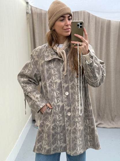 Rino & Pelle slangenprint leren jas vintage pre-loved MAAT 50