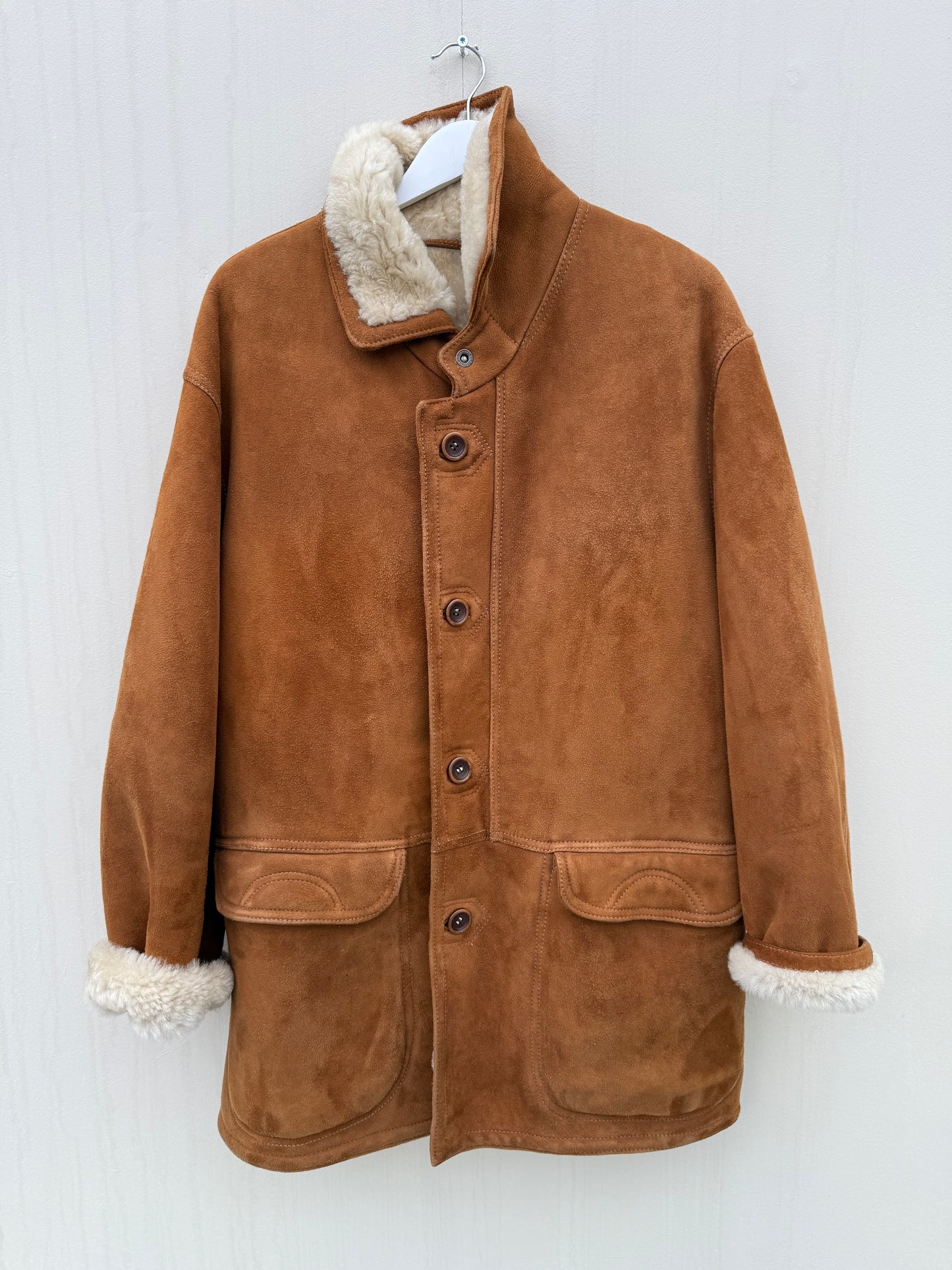 Vintage lammy coat cognac kleur long shearling