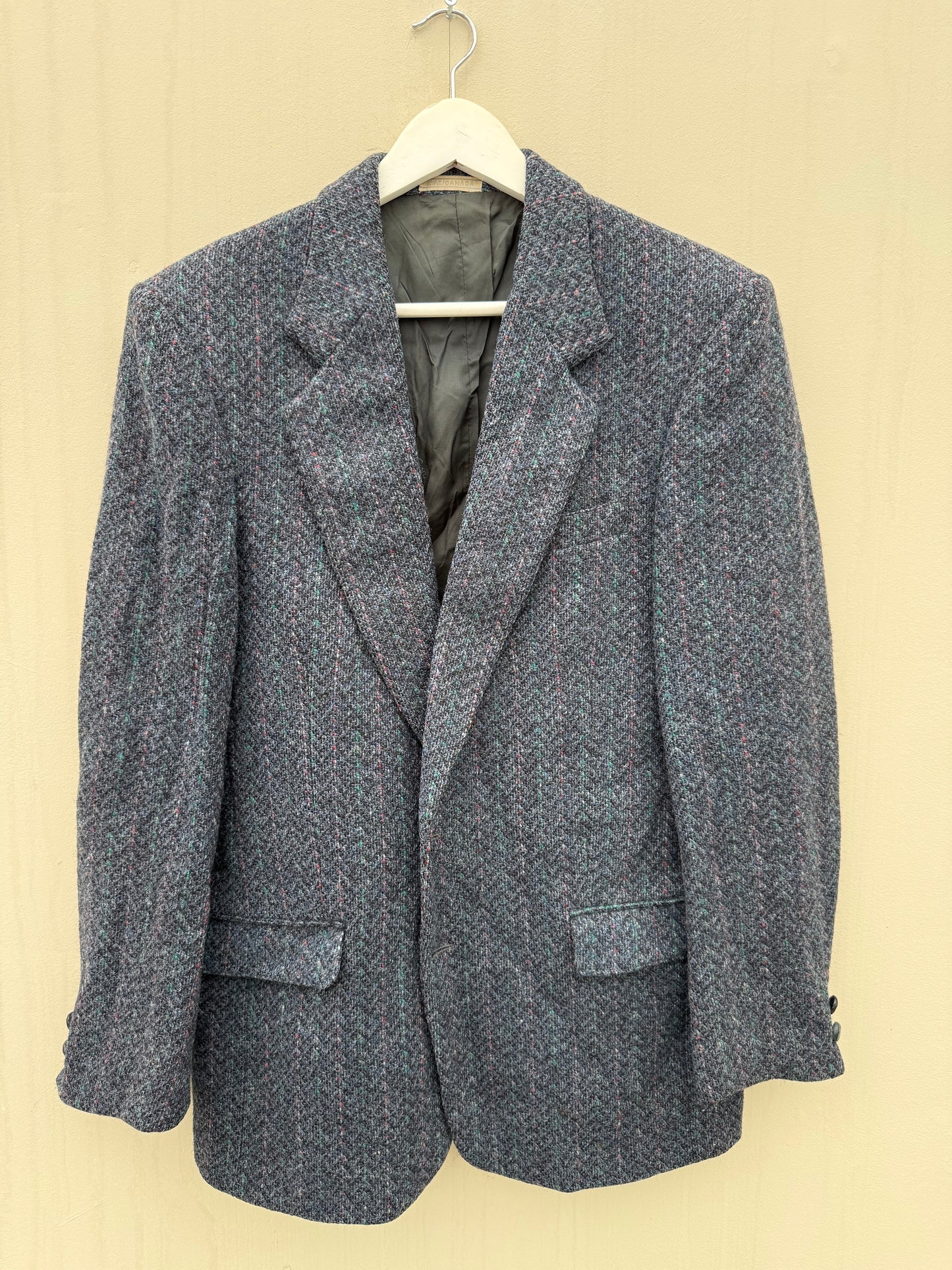 Vintage Harris Tweed blazer blauw maat M unisex autumn