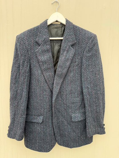Vintage Harris Tweed blazer blauw maat M unisex autumn
