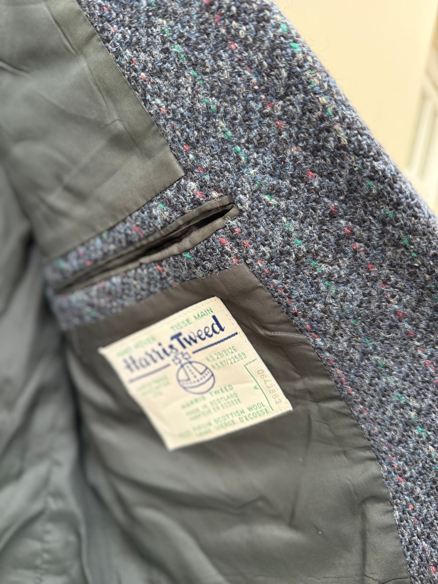 Vintage Harris Tweed blazer blauw maat M unisex autumn