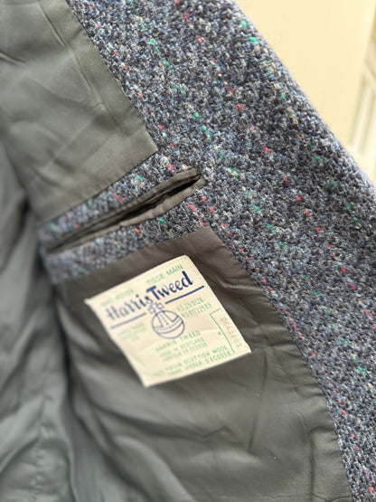 Vintage Harris Tweed blazer blauw maat M unisex autumn