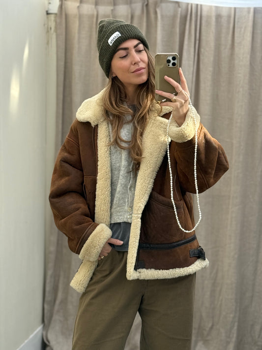 Aviator vintage lammy coat unisex shearling musthave maat M/L