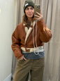 Vintage cropped reversible lammy coat cognac oversized S/M
