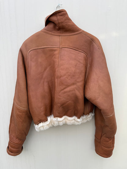 Vintage cropped reversible lammy coat cognac oversized S/M
