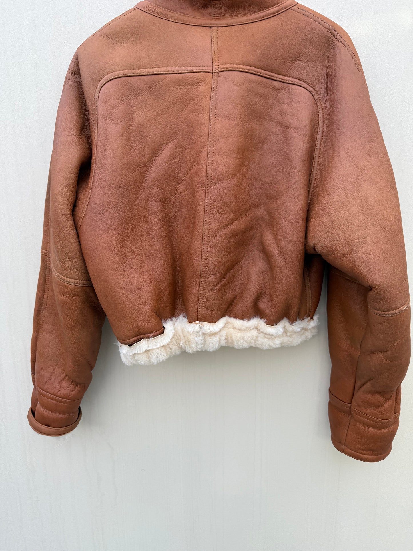 Vintage cropped reversible lammy coat cognac oversized S/M