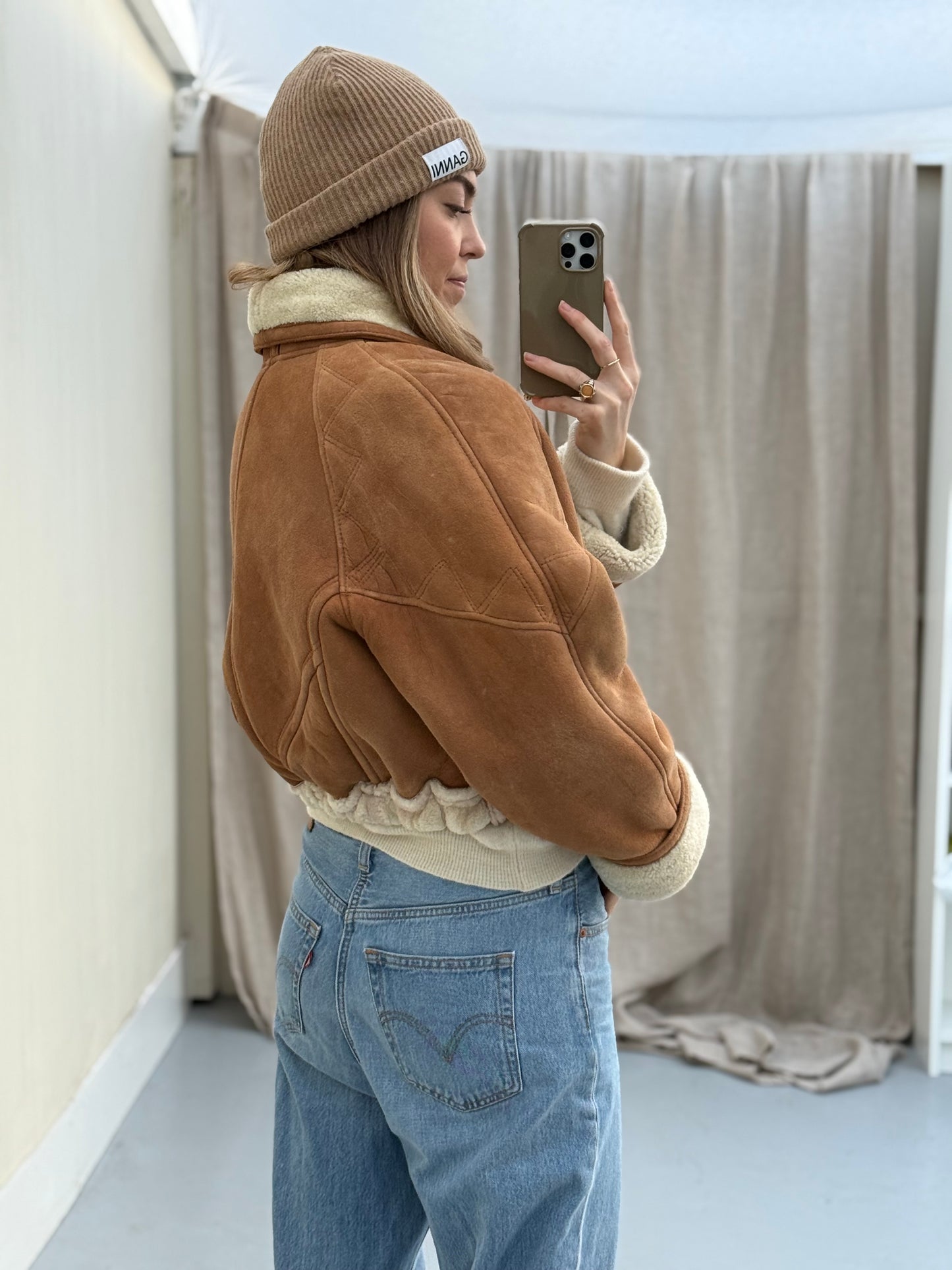 Vintage cropped lammy remade musthave shearling maat S