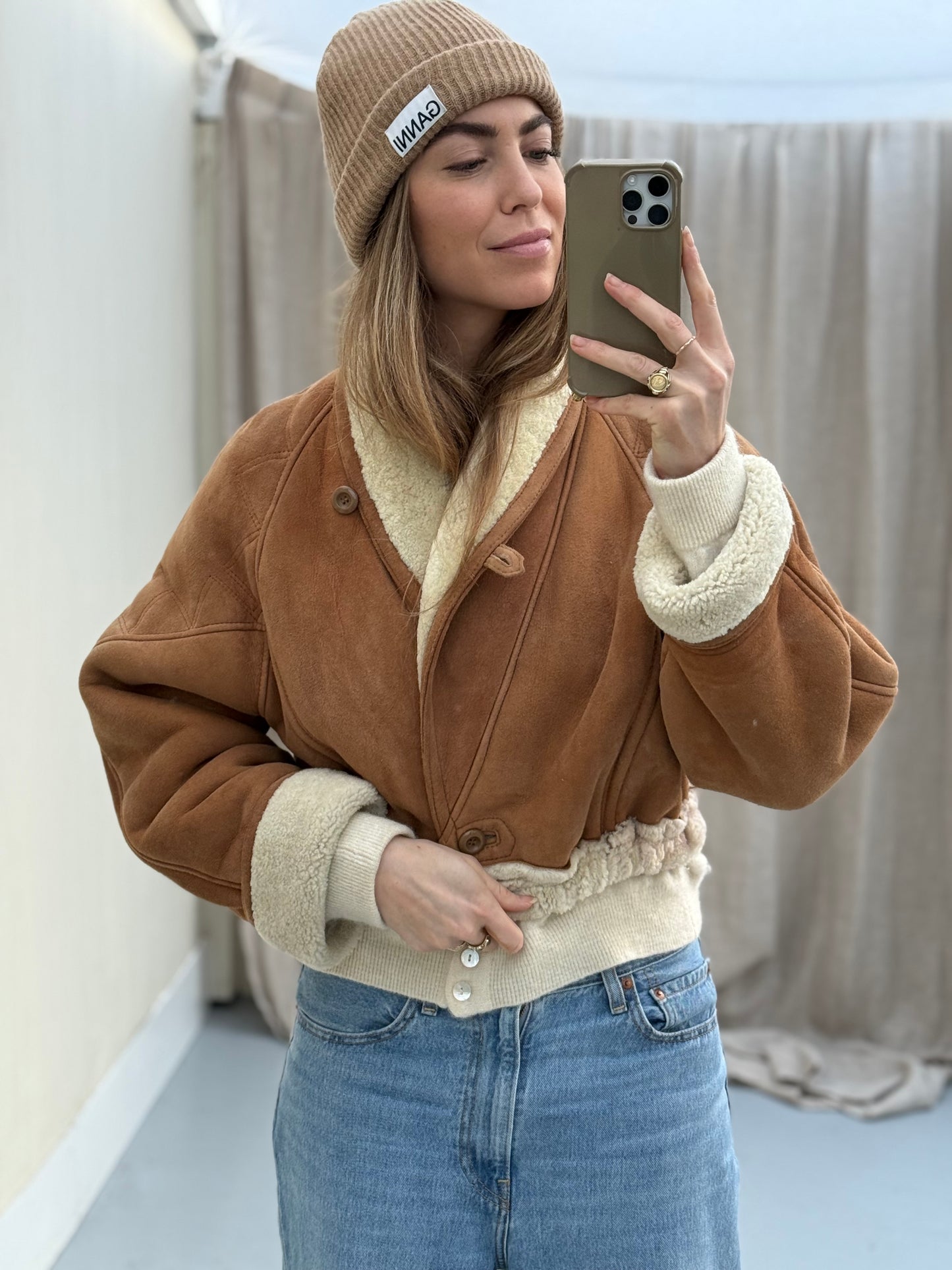 Vintage cropped lammy remade musthave shearling maat S