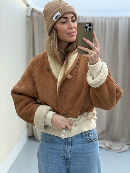 Vintage cropped lammy remade musthave shearling maat S