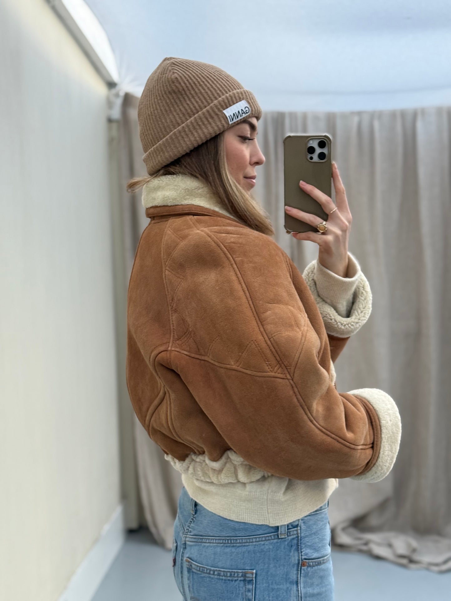 Vintage cropped lammy remade musthave shearling maat S