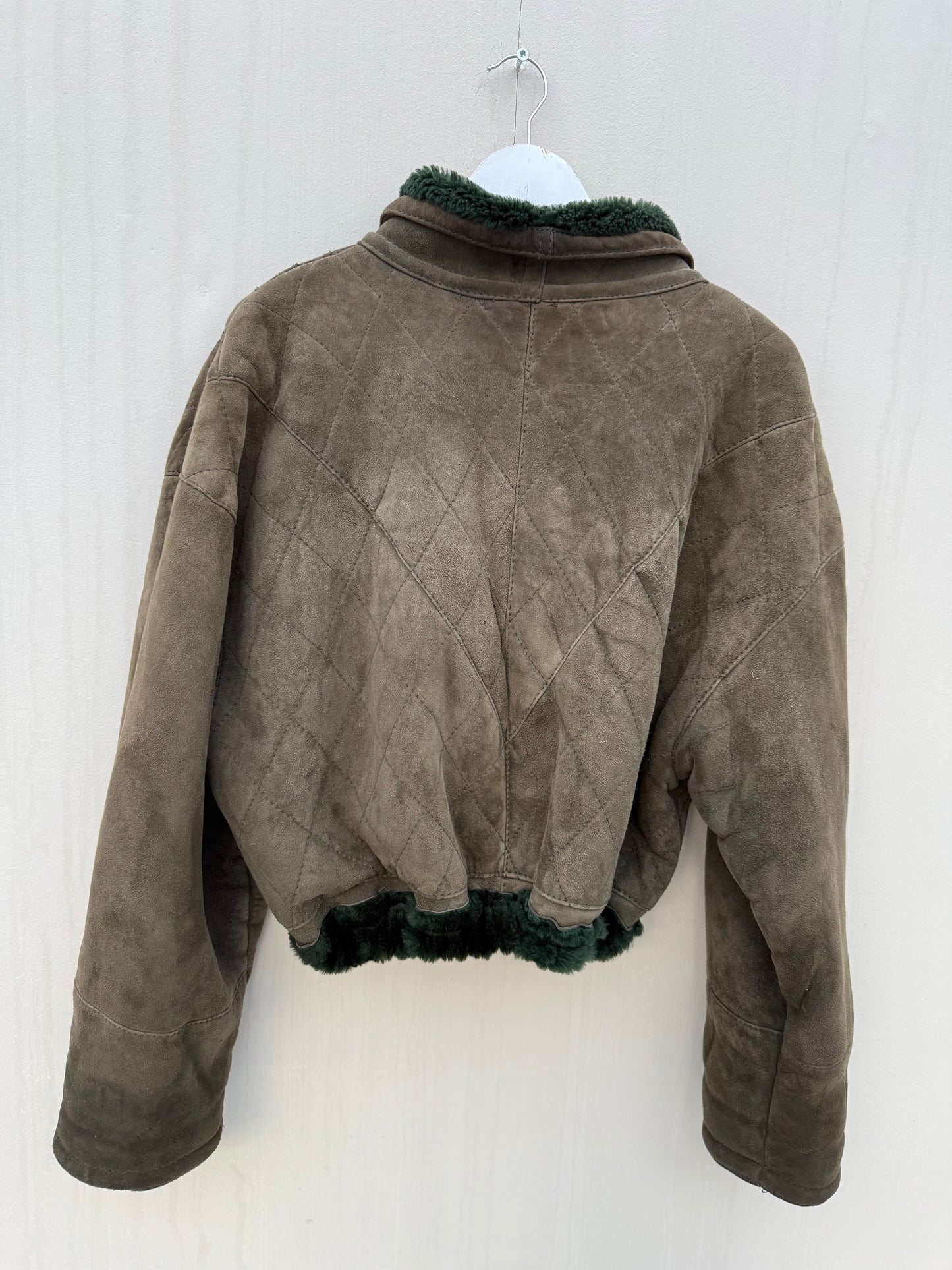 Vintage remade cropped lammy groen shearling m-xl