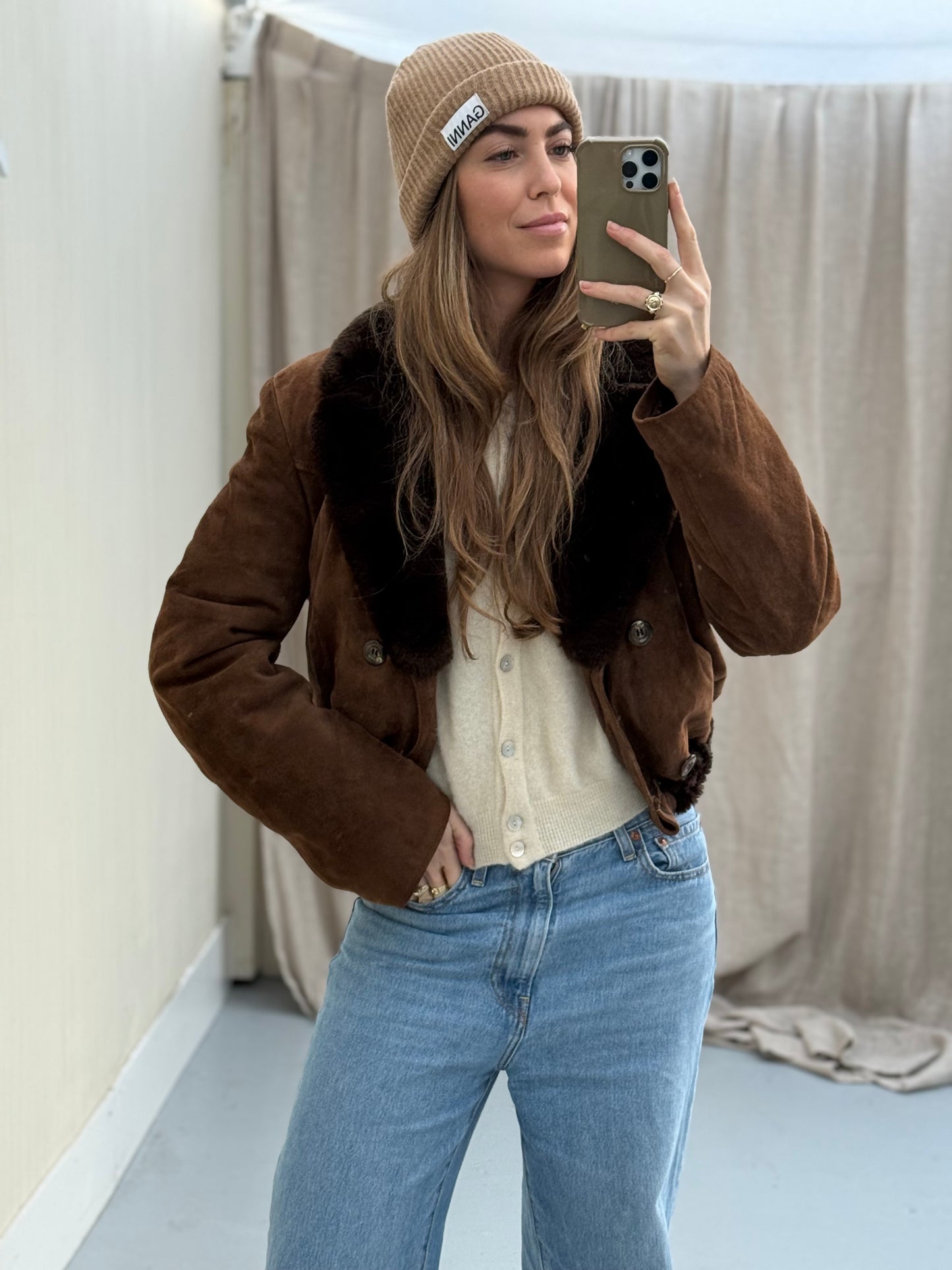 Cropped lammy remade maat M/L shearling musthave