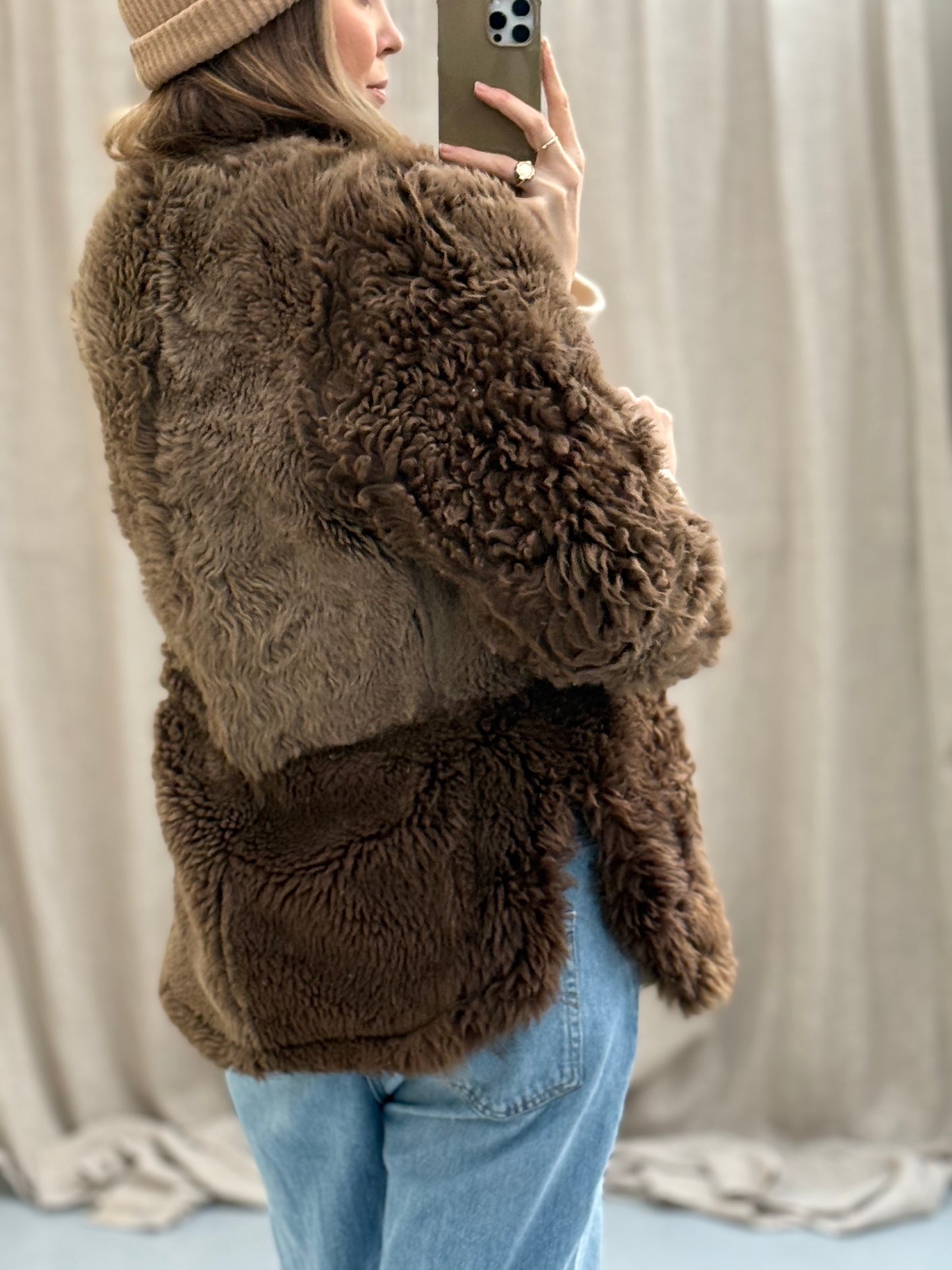 Lammy coat re-made reversible maat M-XL vintage