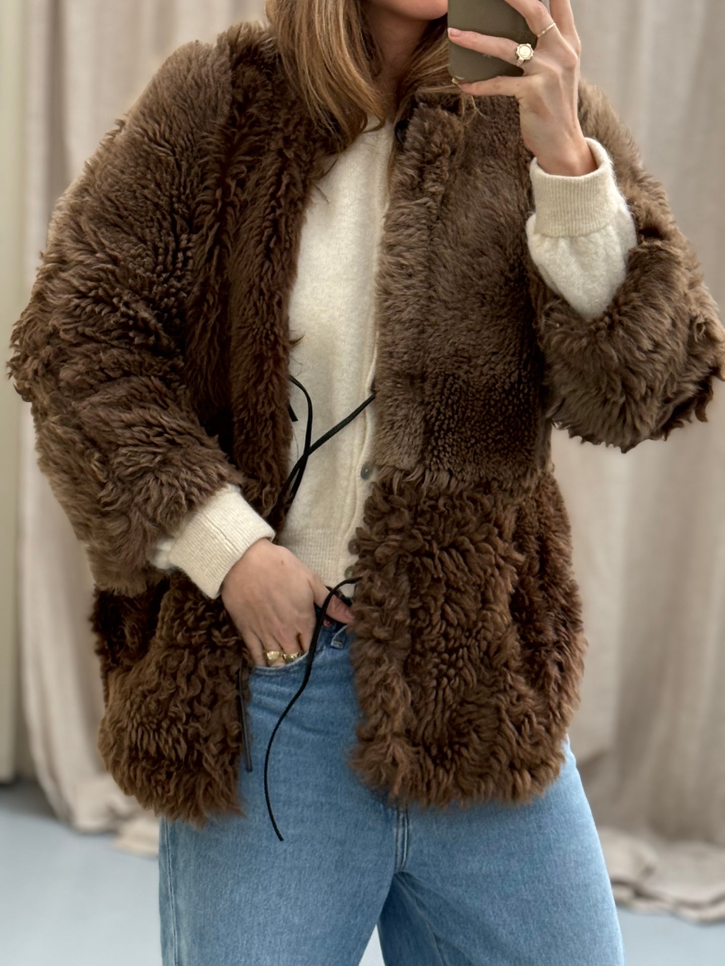 Lammy coat re-made reversible maat M-XL vintage