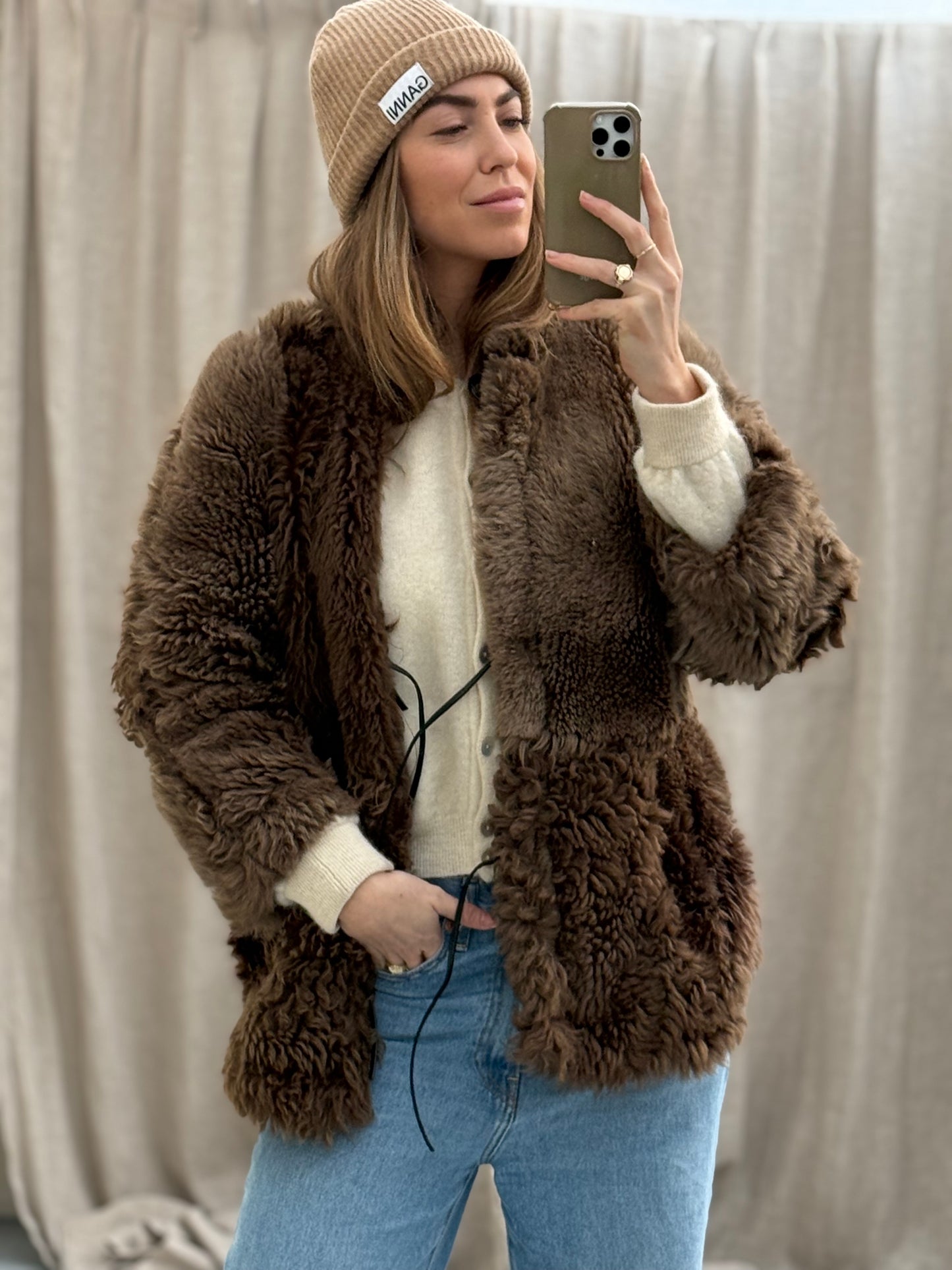 Lammy coat re-made reversible maat M-XL vintage