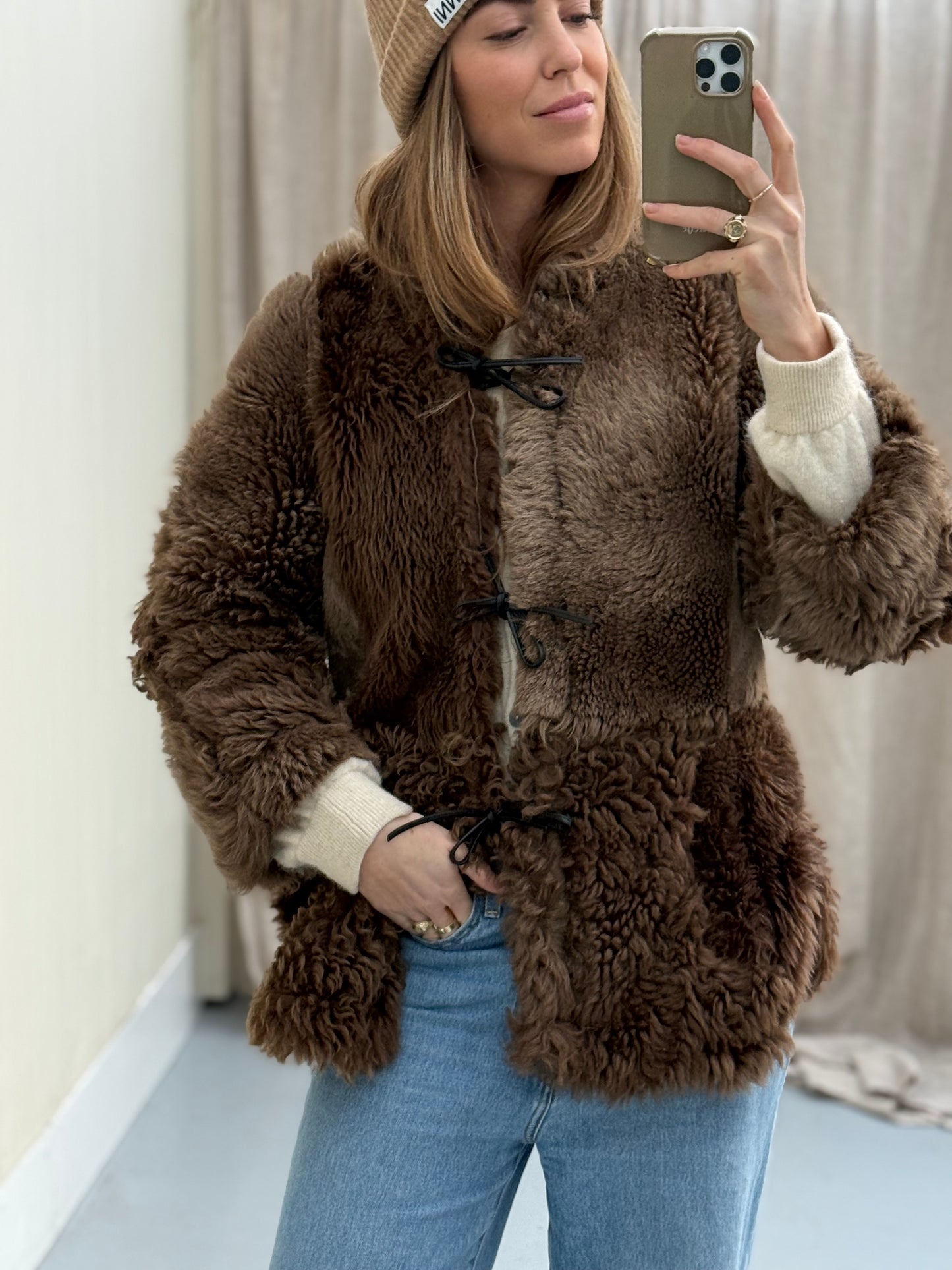 Lammy coat re-made reversible maat M-XL vintage