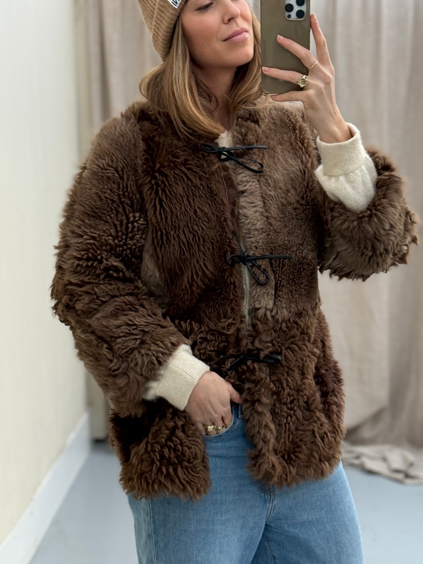 Lammy coat re-made reversible maat M-XL vintage