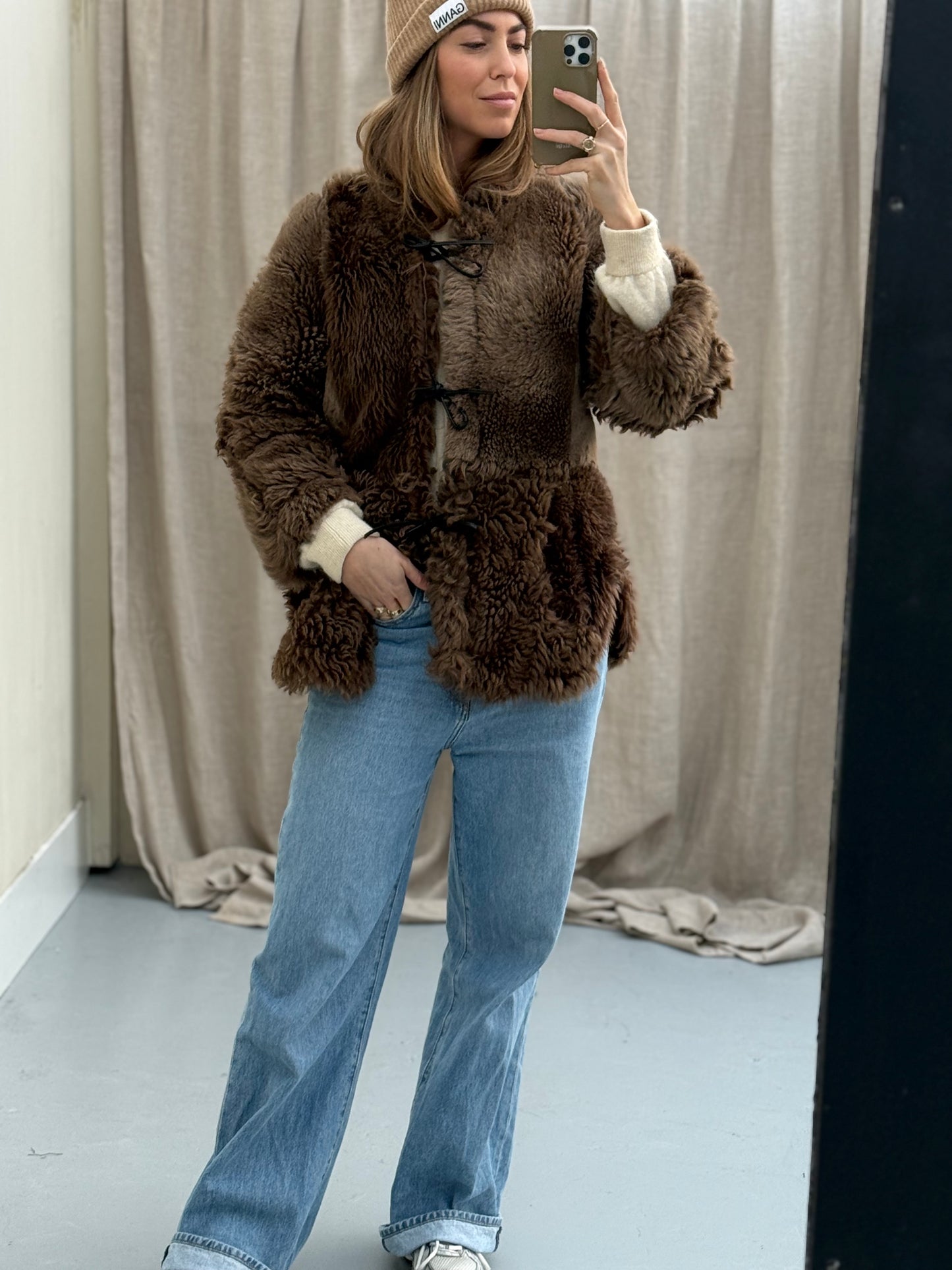 Lammy coat re-made reversible maat M-XL vintage