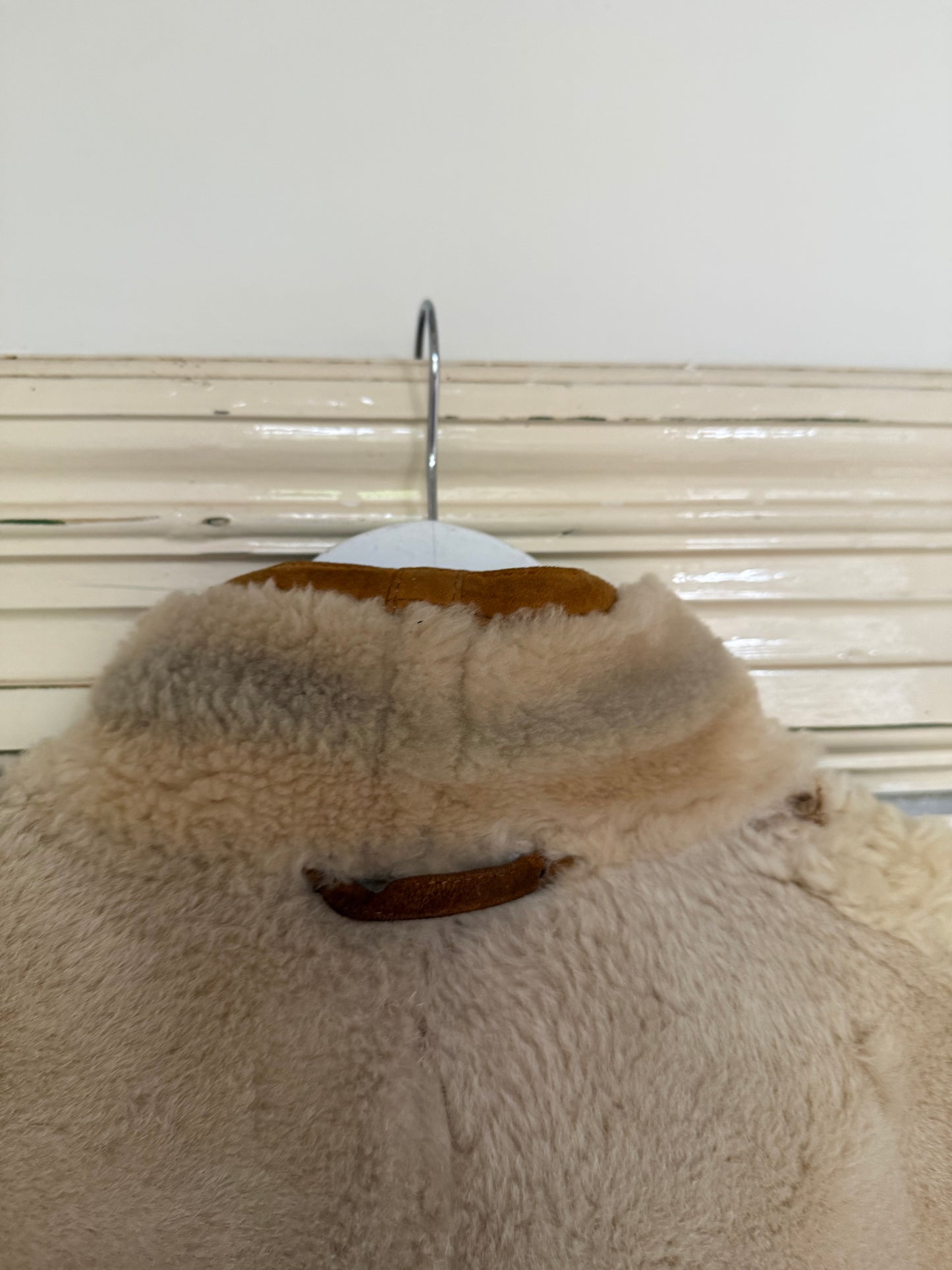 Vintage cropped lammy coat remade reversible bruin maat M-XXL