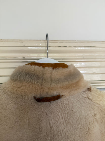 Vintage cropped lammy coat remade reversible bruin maat M-XXL