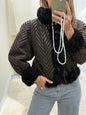 Vintage remade cropped lammy coat striped leather suede